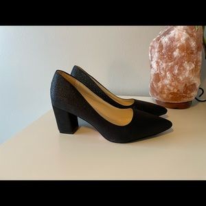 SOLD - Black Sparkle Block Heels